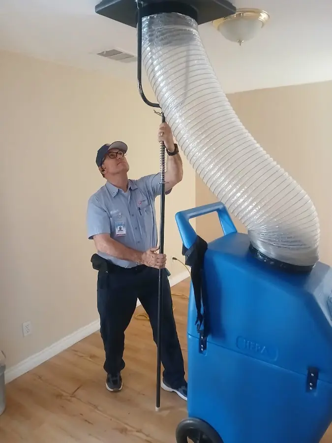 Mini Split Installation technician using HEPA equipment in Dyer